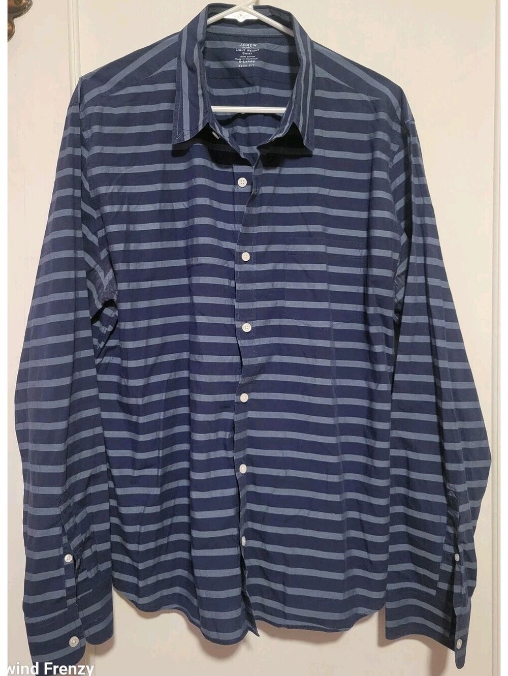 J.Crew Men’s XL Blue Striped Long Sleeve Button Up Shirt 100% Cotton Lightweight